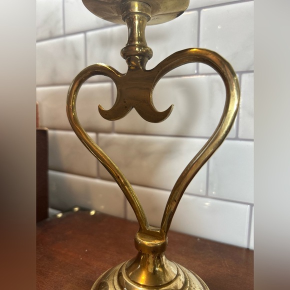 Vintage Brass Heart Candlestick - Picture 5 of 9